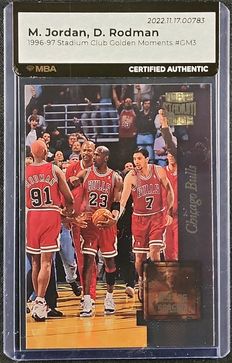 1996 Stadium Club Golden Moments Michael Jordan Dennis Rodman #GM3 MBA AUTH