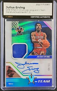 2018 Panini Chronicles Vanguard V-Team Julius Erving PATCH AUTO /49 MBA AUTH