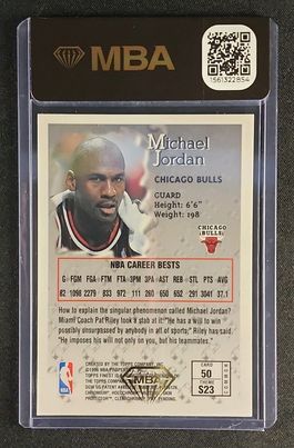 1996 Finest w/ Coating Michael Jordan #50 MBA AUTH