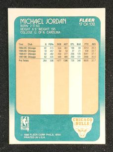1988 Fleer Basketball Michael Jordan #17 MBA AUTH