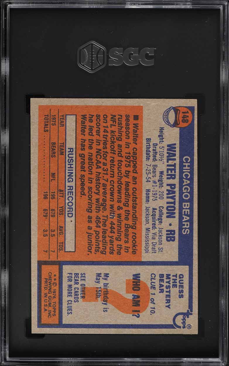1976 Topps Football Walter Payton ROOKIE #148 SGC 7 NRMT