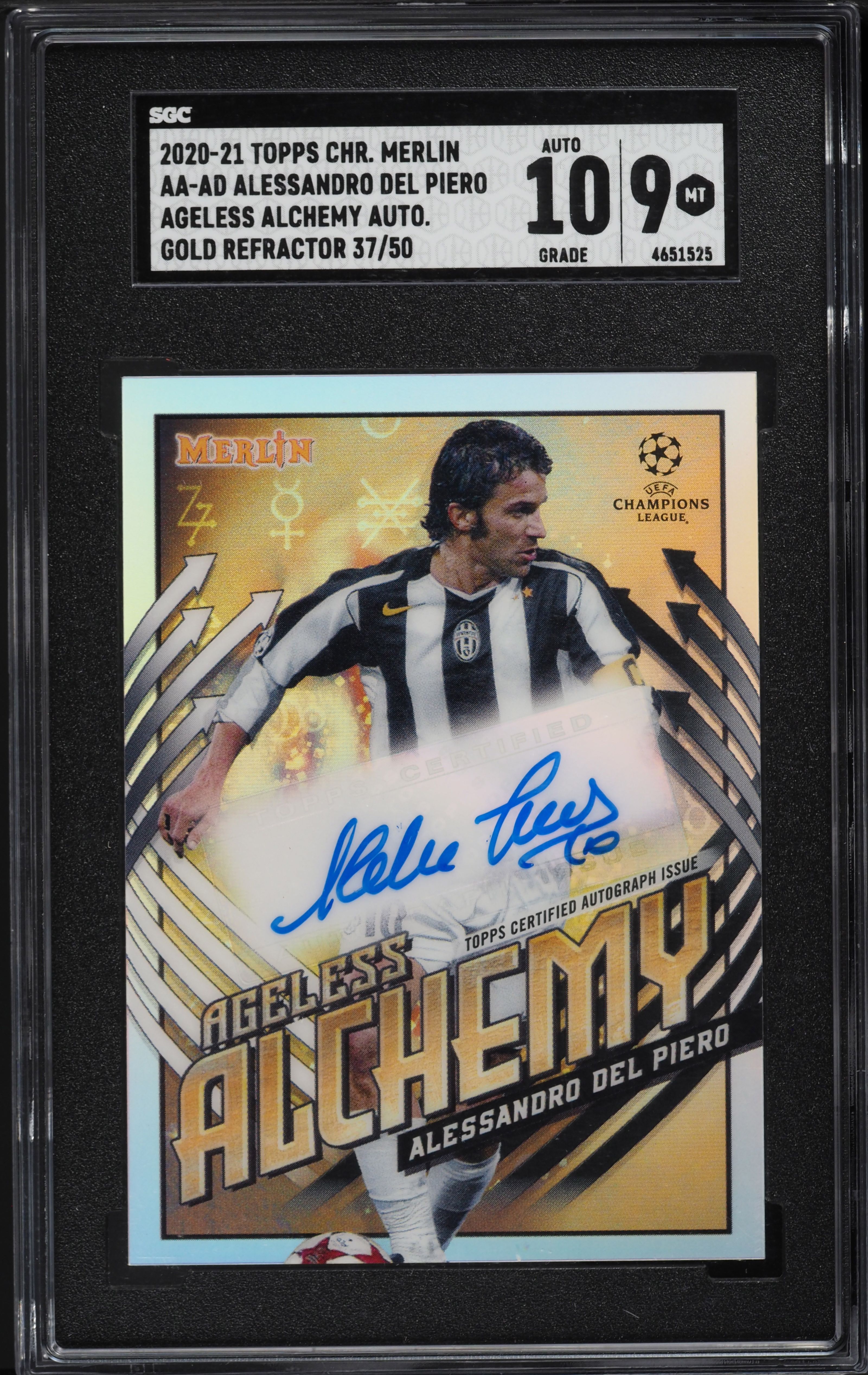 2020 Topps Merlin Chrome UEFA Gold Refractor Alessandro Del Piero