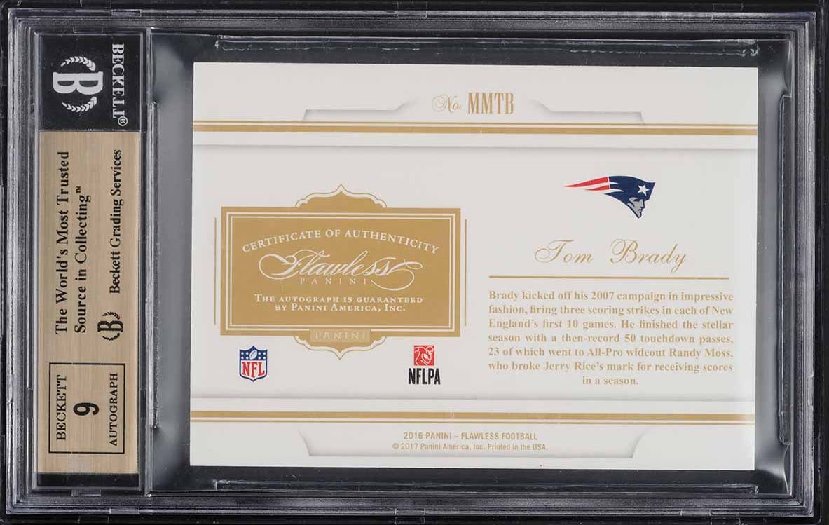 2016 Panini Flawless Memorable Marks Sapphire Tom Brady AUTO 3/3 #MMTB BGS 9.5