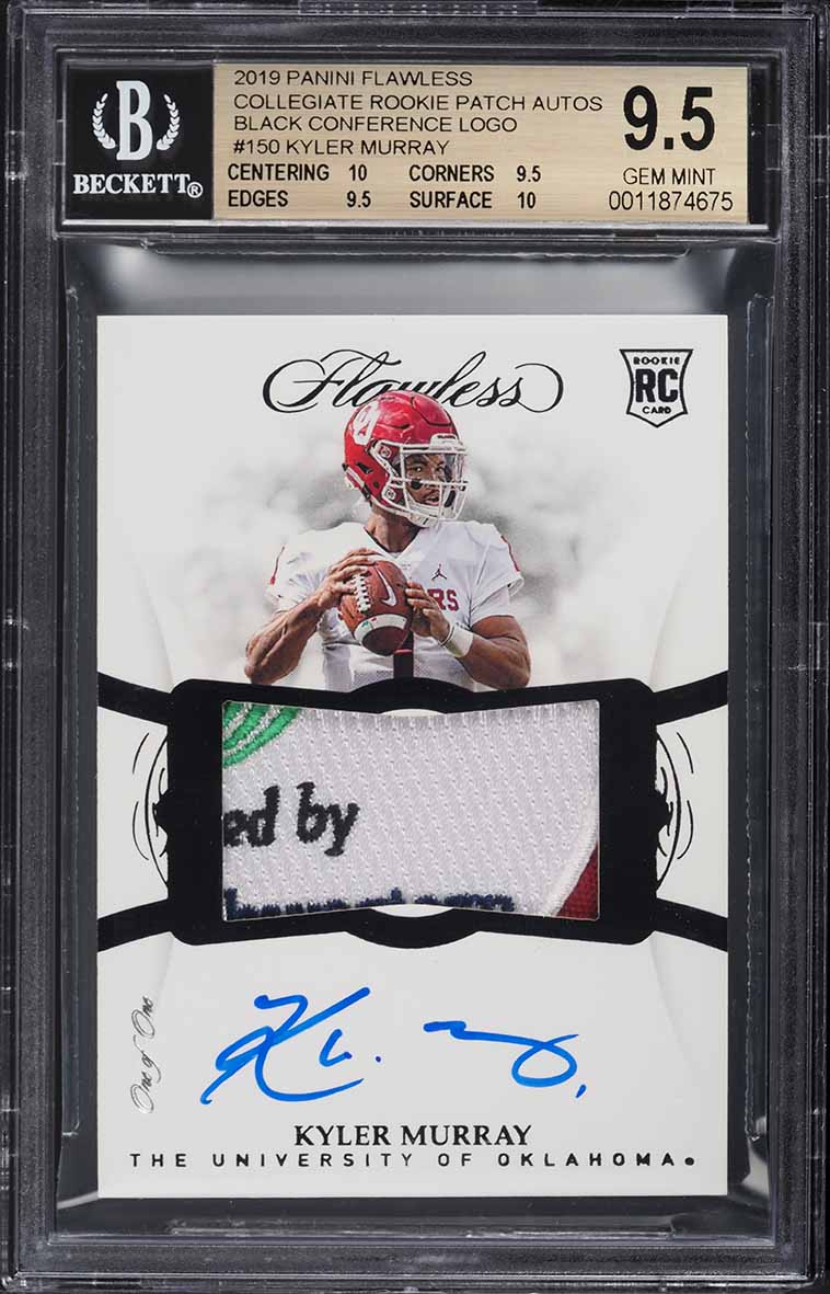 2019 Panini Flawless Collegiate Black Kyler Murray ROOKIE PATCH AUTO 1/1 BGS 9.5