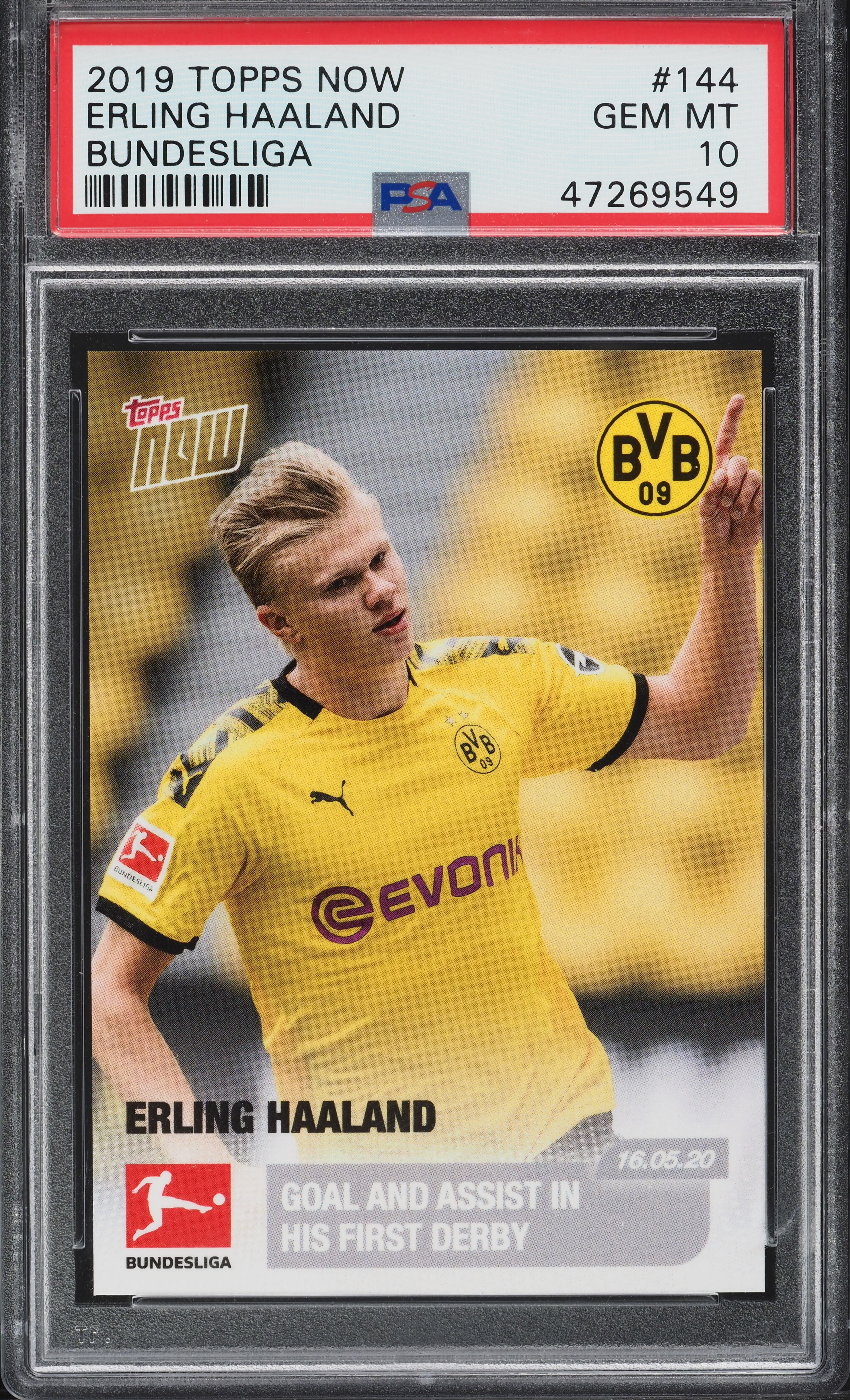2019 Topps Now Bundesliga Erling Haaland ROOKIE #144 PSA 10 GEM