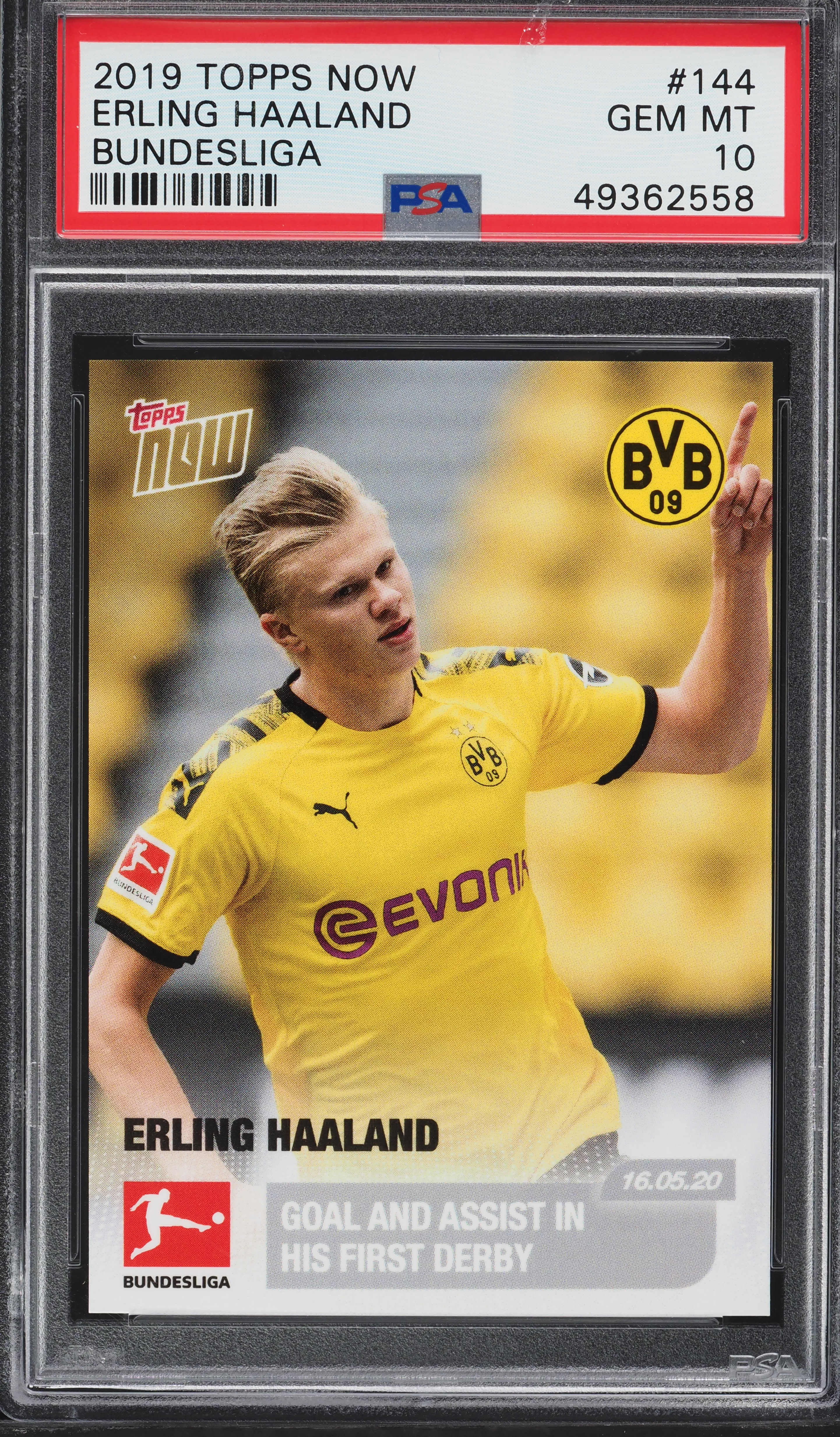 2019 Topps Now Bundesliga Erling Haaland ROOKIE #144 PSA 10 GEM