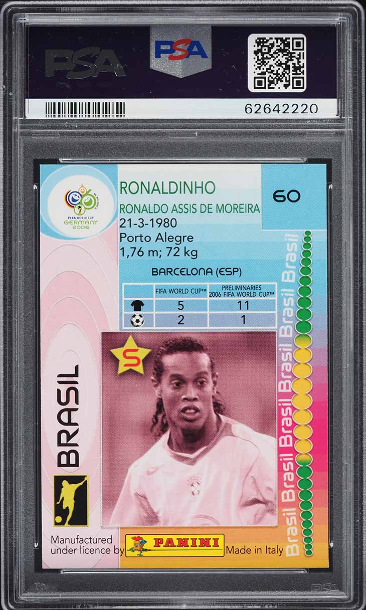 2006 Panini World Cup Germany Ronaldinho #60 PSA 9 MINT on
