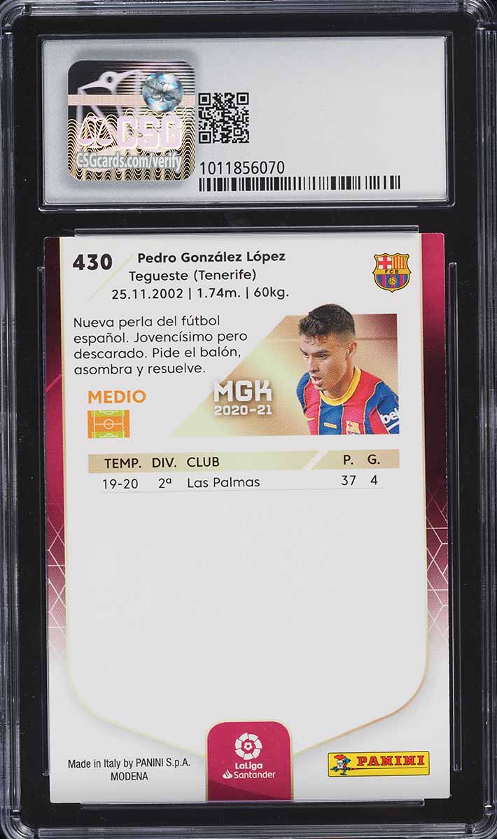 2020 Panini Megacracks La Liga Santander Pedri ROOKIE #430 CSG 9 MINT