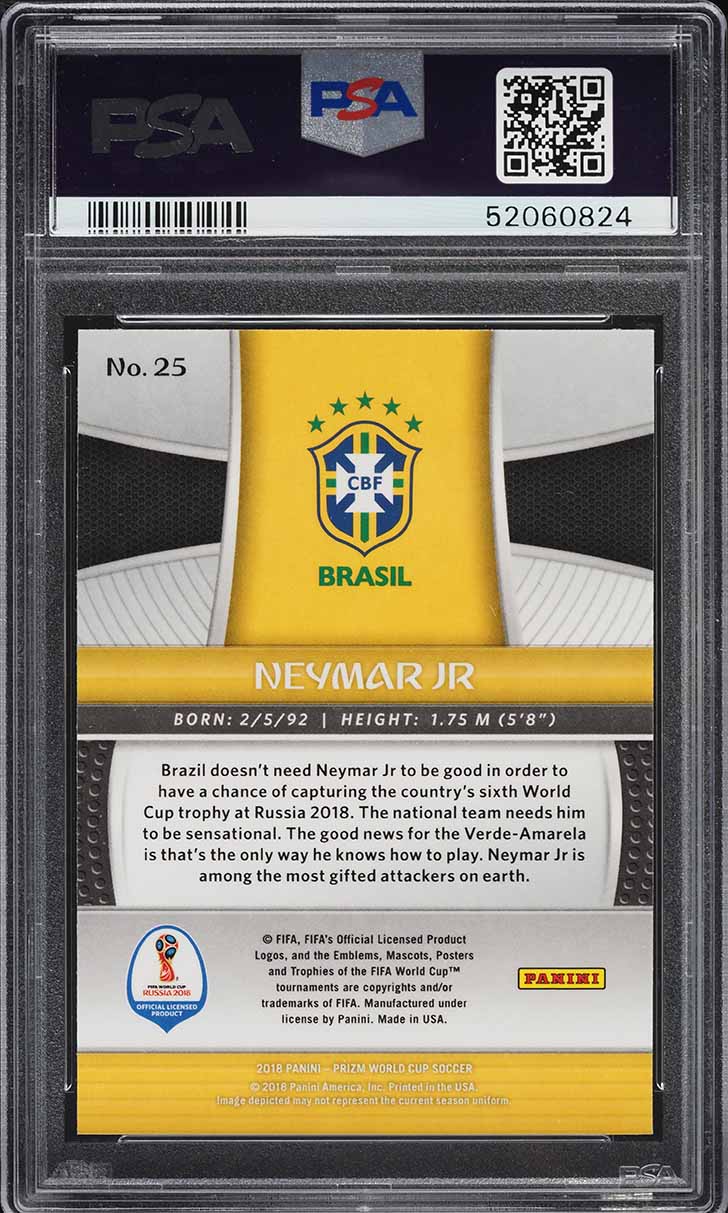 2018 Panini Prizm World Cup Neymar Jr. #25 PSA 10 GEM MINT on