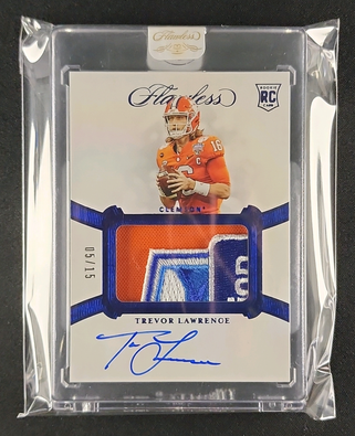 2021 Panini Flawless Collegiate Trevor Lawrence ROOKIE PATCH AUTO /15 MBA AUTH