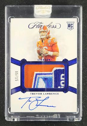 2021 Panini Flawless Collegiate Trevor Lawrence ROOKIE PATCH AUTO /15 MBA AUTH