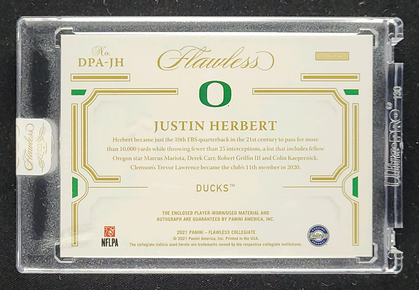 2021 Panini Flawless Collegiate Dual Ruby Justin Herbert PATCH AUTO /15 MBA AUTH
