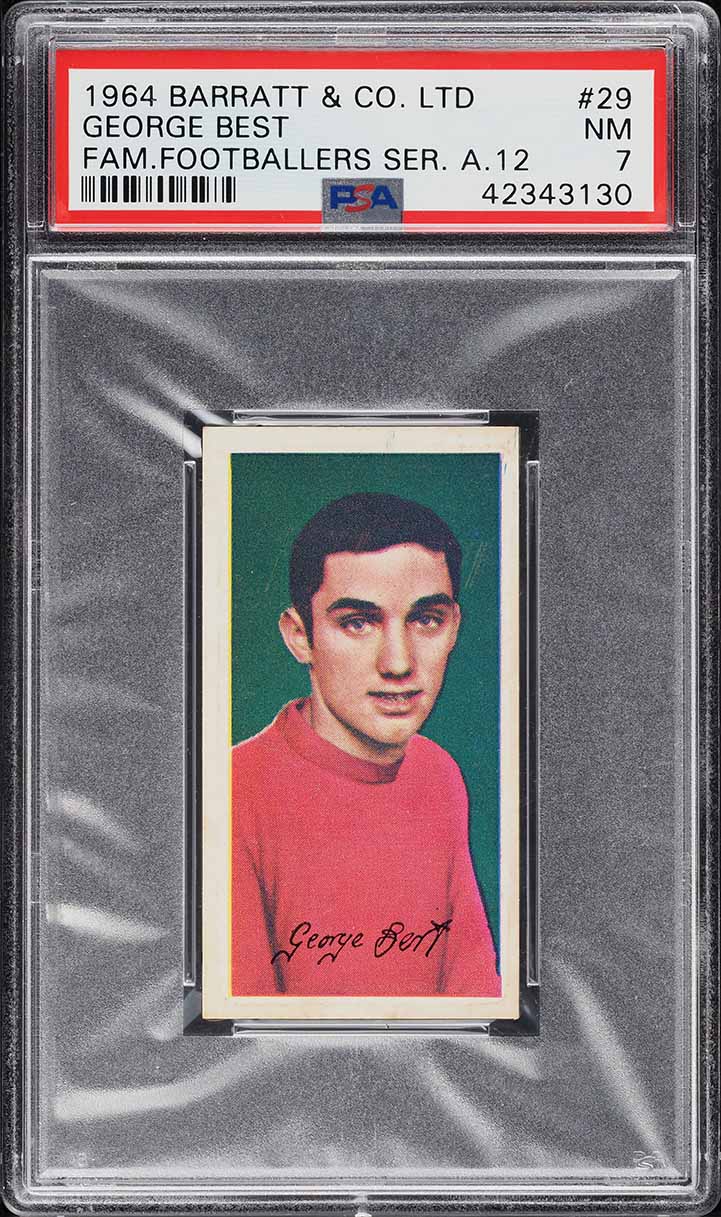 1964 Barratt Famous Footballers Series George Best ROOKIE #29 PSA 7 NRMT