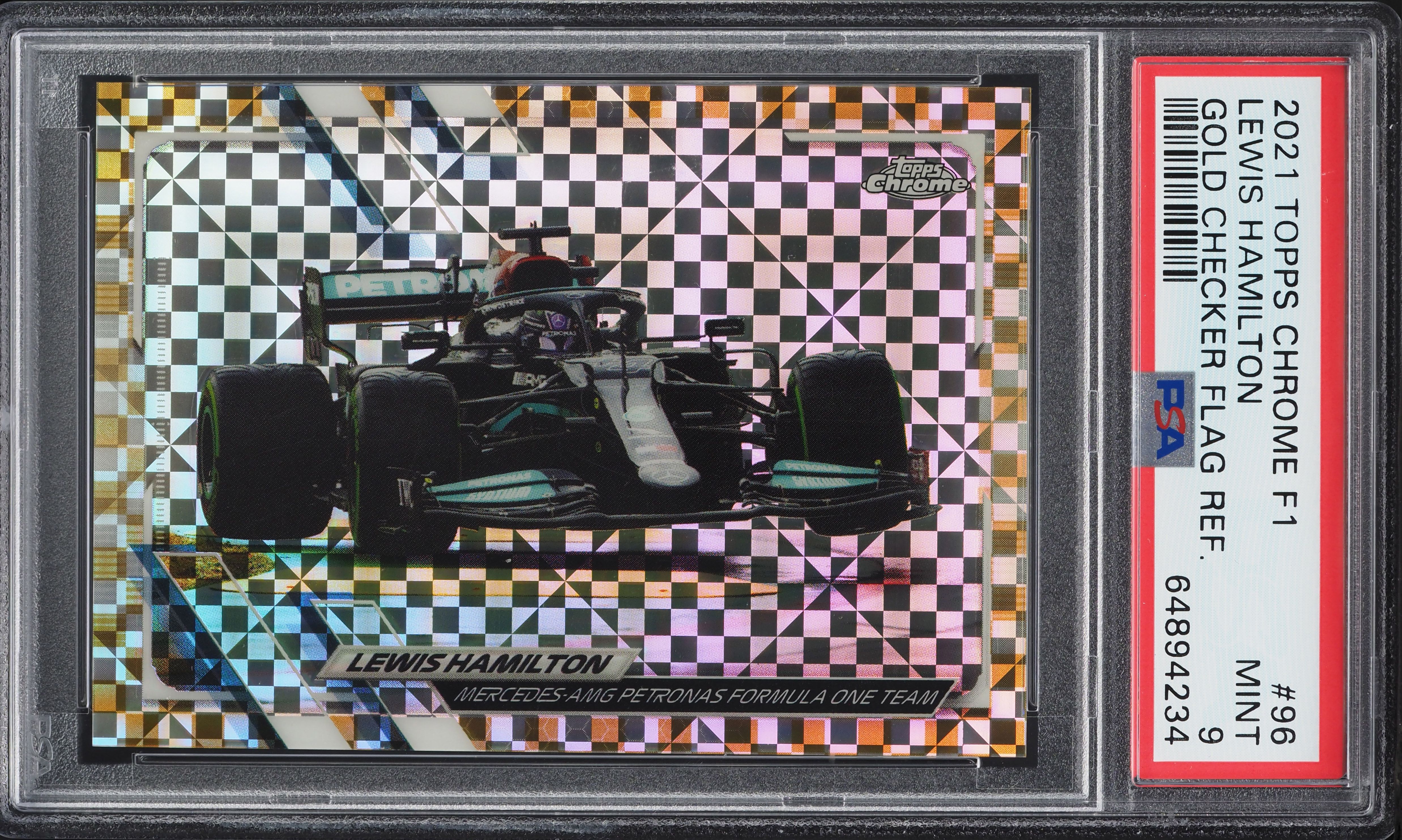 2021 Topps Chrome Formula 1 Gold Checker Flag Refractor Lewis