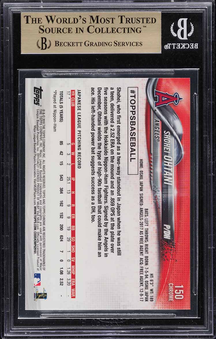 2018 Topps Chrome Shohei Ohtani ROOKIE #150 BGS 9.5 GEM MINT