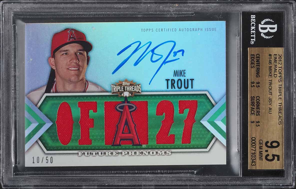 2012 Topps Triple Threads Emerald Mike Trout ROOKIE PATCH AUTO DNA