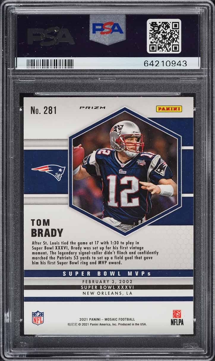 2021 Panini Mosaic White Sparkle Tom Brady #281 PSA 10 GEM MINT