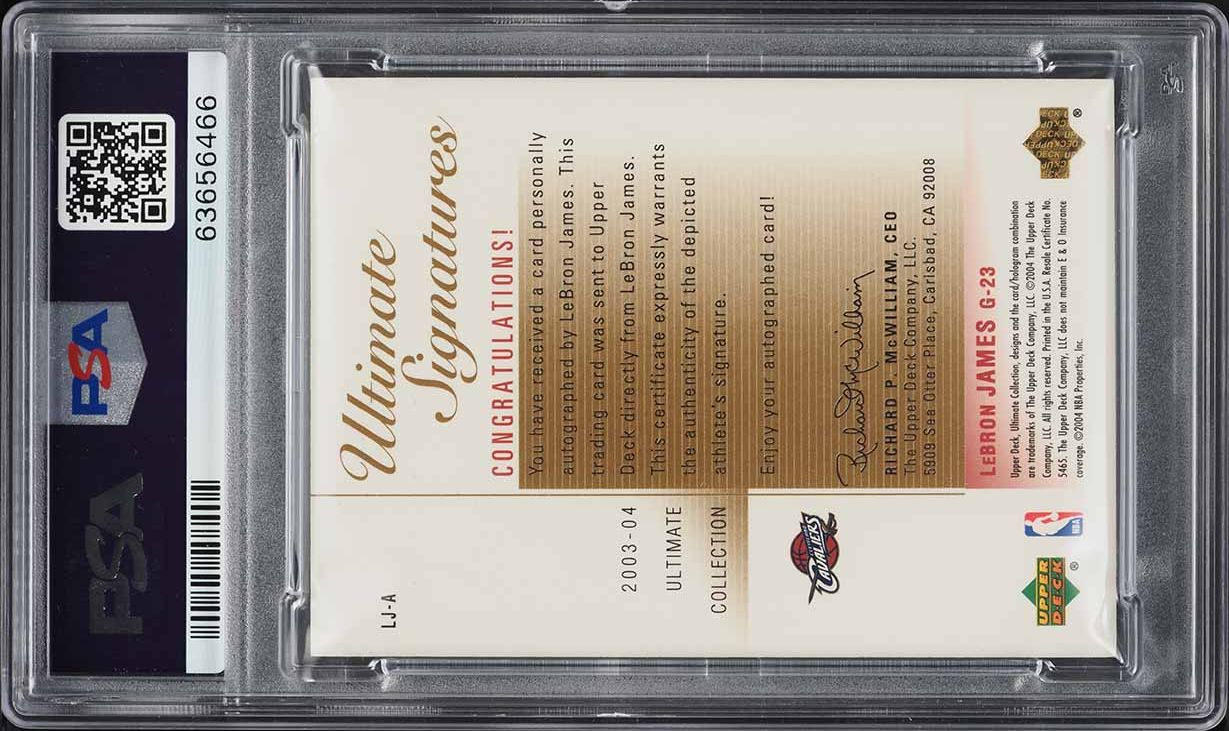 2003 Ultimate Collection Signatures Gold LeBron James RC AUTO DNA 10 /23 PSA 6