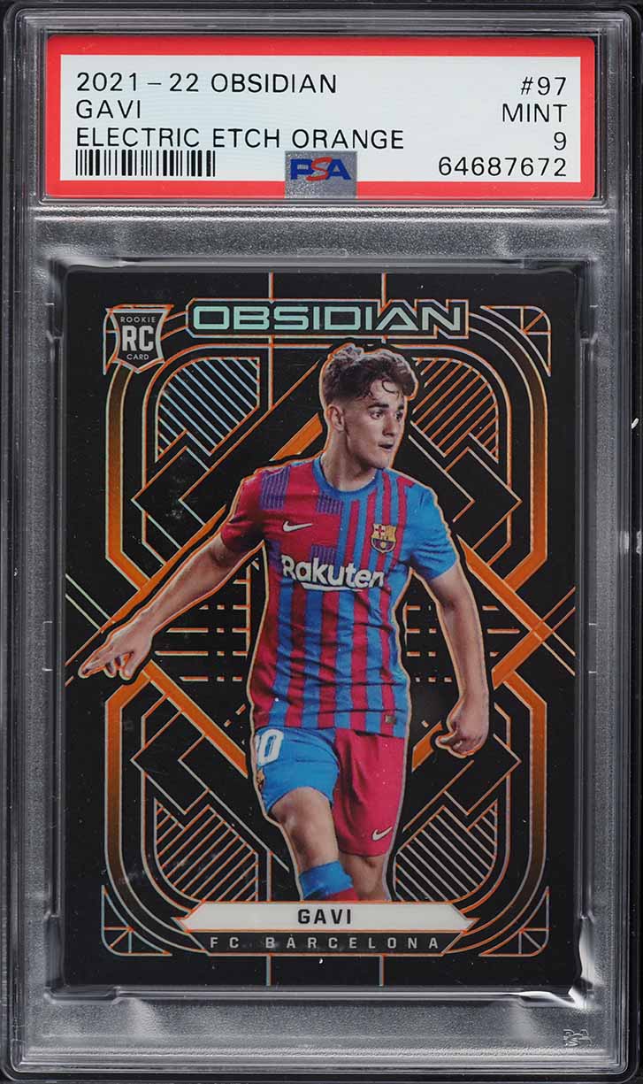2021 Panini Obsidian Electric Etch Orange Gavi ROOKIE /25 #97 PSA
