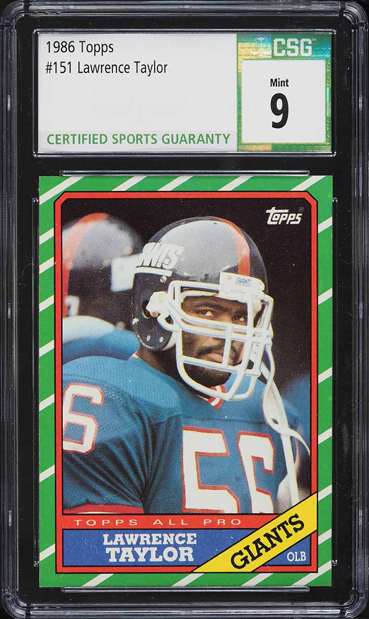 1986 Topps Football Lawrence Taylor ALL-PRO #151 CSG 9 MINT