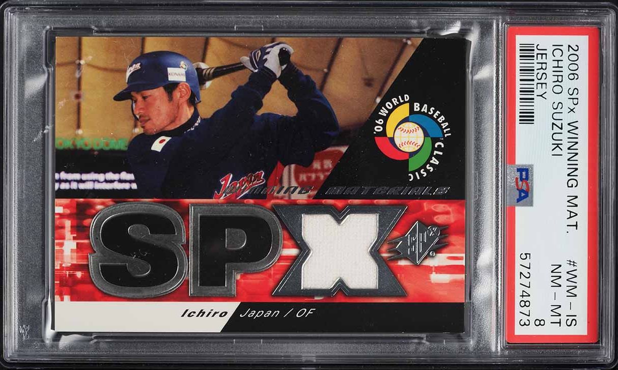 2006 SPx Winning Materials Jersey Ichiro Suzuki PATCH #WM-IS PSA 8 NM-MT