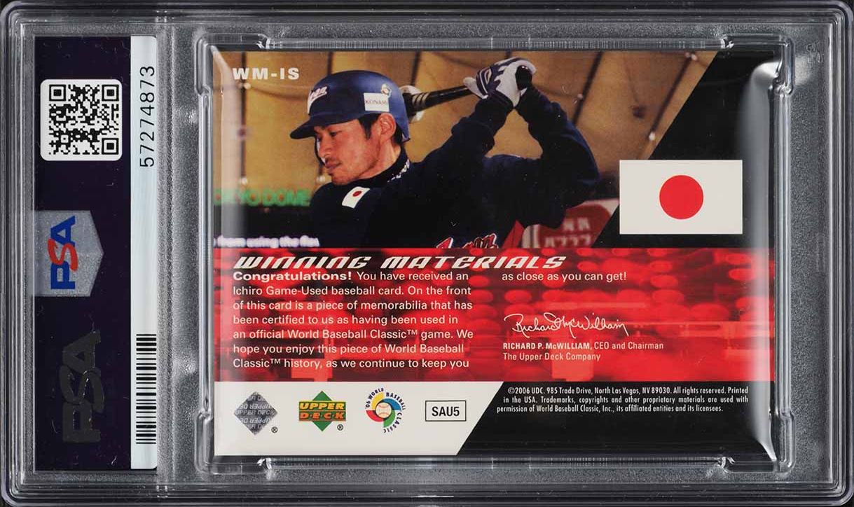 2006 SPx Winning Materials Jersey Ichiro Suzuki PATCH #WM-IS PSA 8 NM-MT