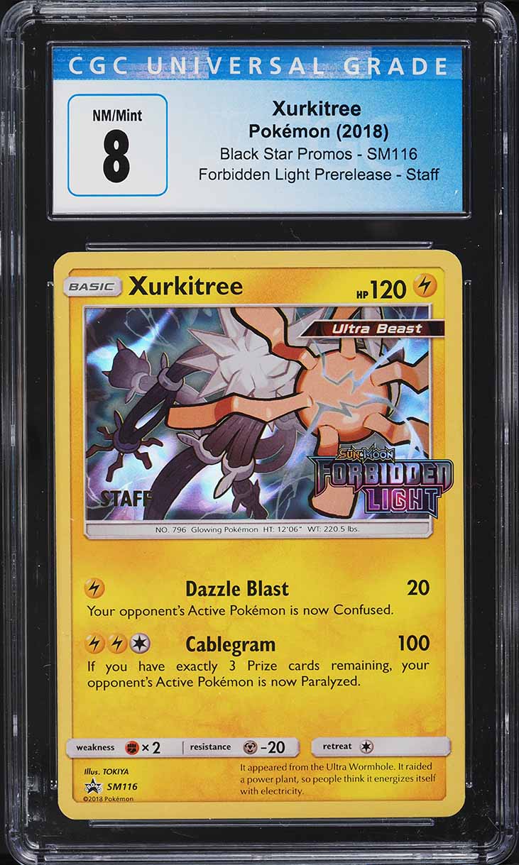 2018 Pokemon SM Promo Forbidden Light Prerelease Staff Xurkitree #SM116 CGC 8