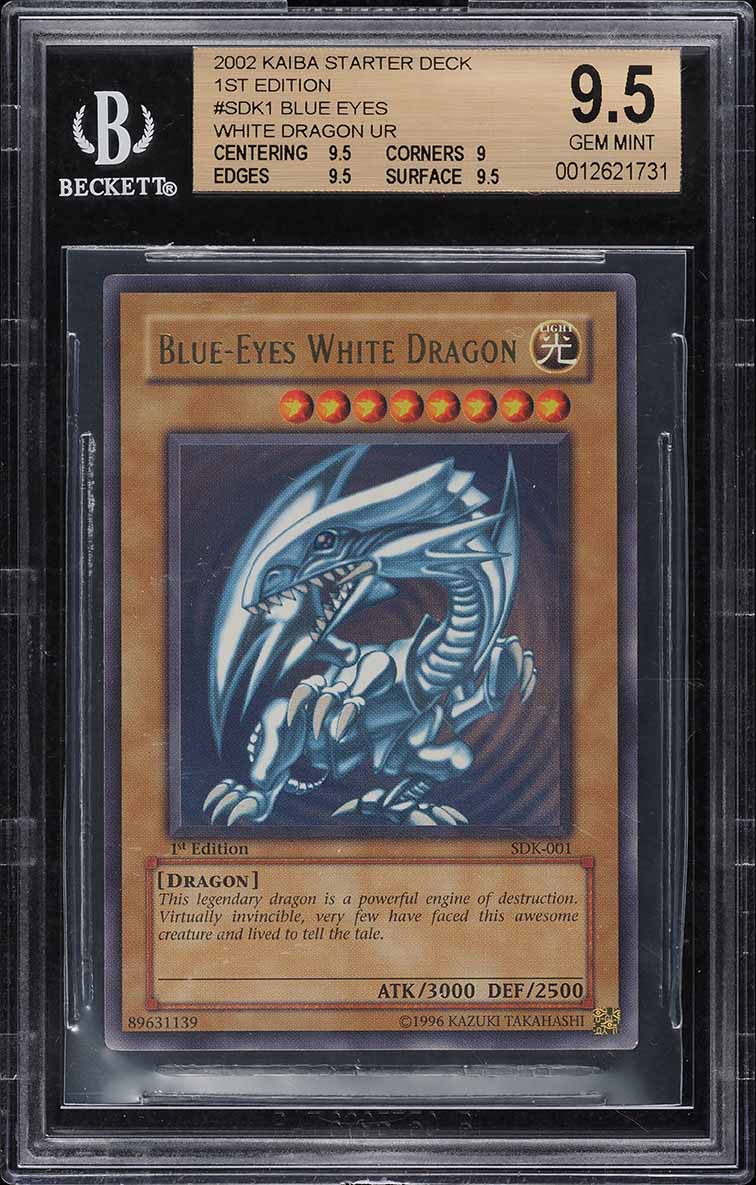 2002 Yu-Gi-Oh! Starter Deck Kaiba 1st Ed Blue-Eyes White Dragon #SDK-001 BGS 9.5 2002 Yu-Gi-Oh! Starter Deck Kaiba 1st Ed Blue-Eyes White Dragon #SDK-001 BGS 9.5