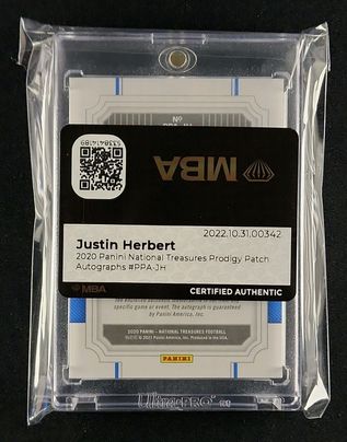 2020 National Treasures Prodigy Justin Herbert ROOKIE PATCH AUTO /99 MBA AUTH