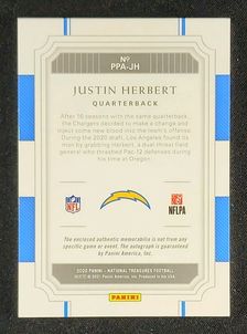 2020 National Treasures Prodigy Justin Herbert ROOKIE PATCH AUTO /99 MBA AUTH