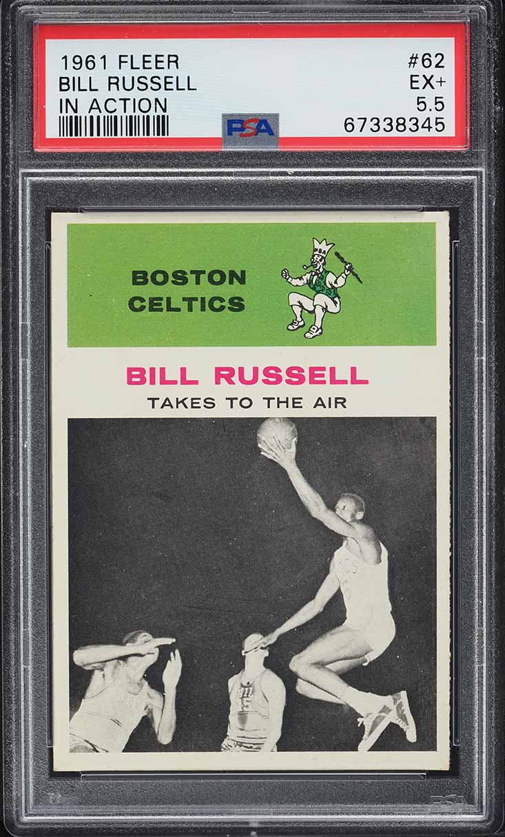 1961 Fleer Basketball Bill Russell IN ACTION #62 PSA 5.5 EX+