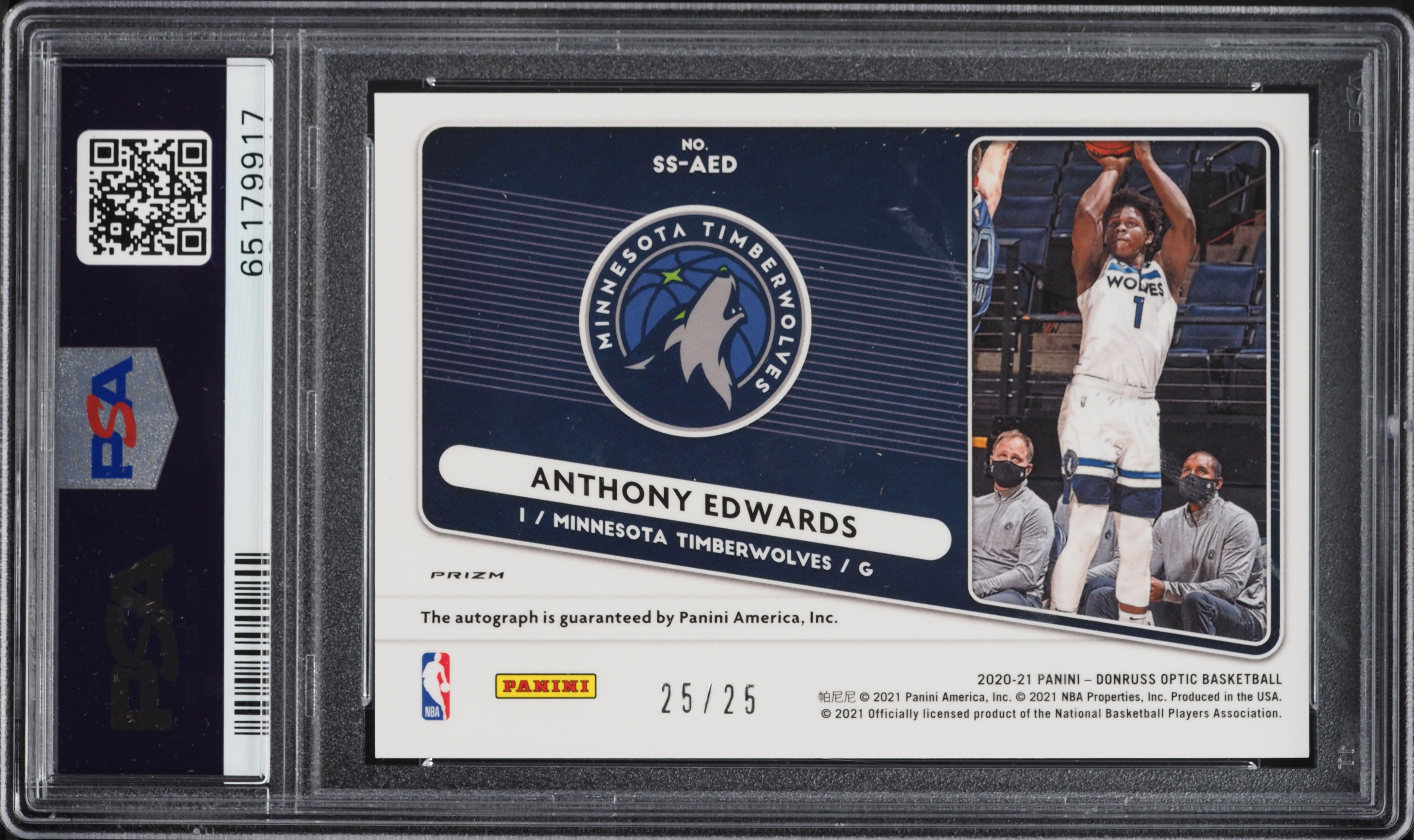 2020 Donruss Optic Signature Series Blue Anthony Edwards ROOKIE