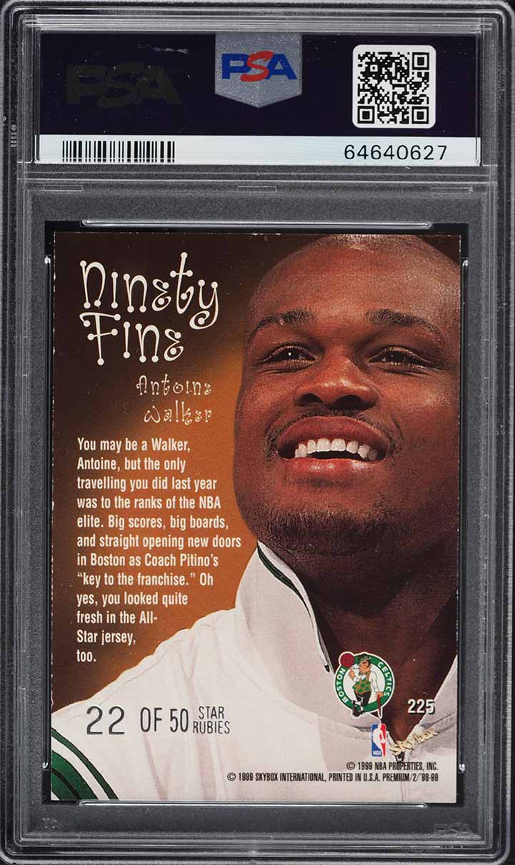 1998 Skybox Premium Star Rubies Antoine Walker /50 #225 PSA 8 NM-MT