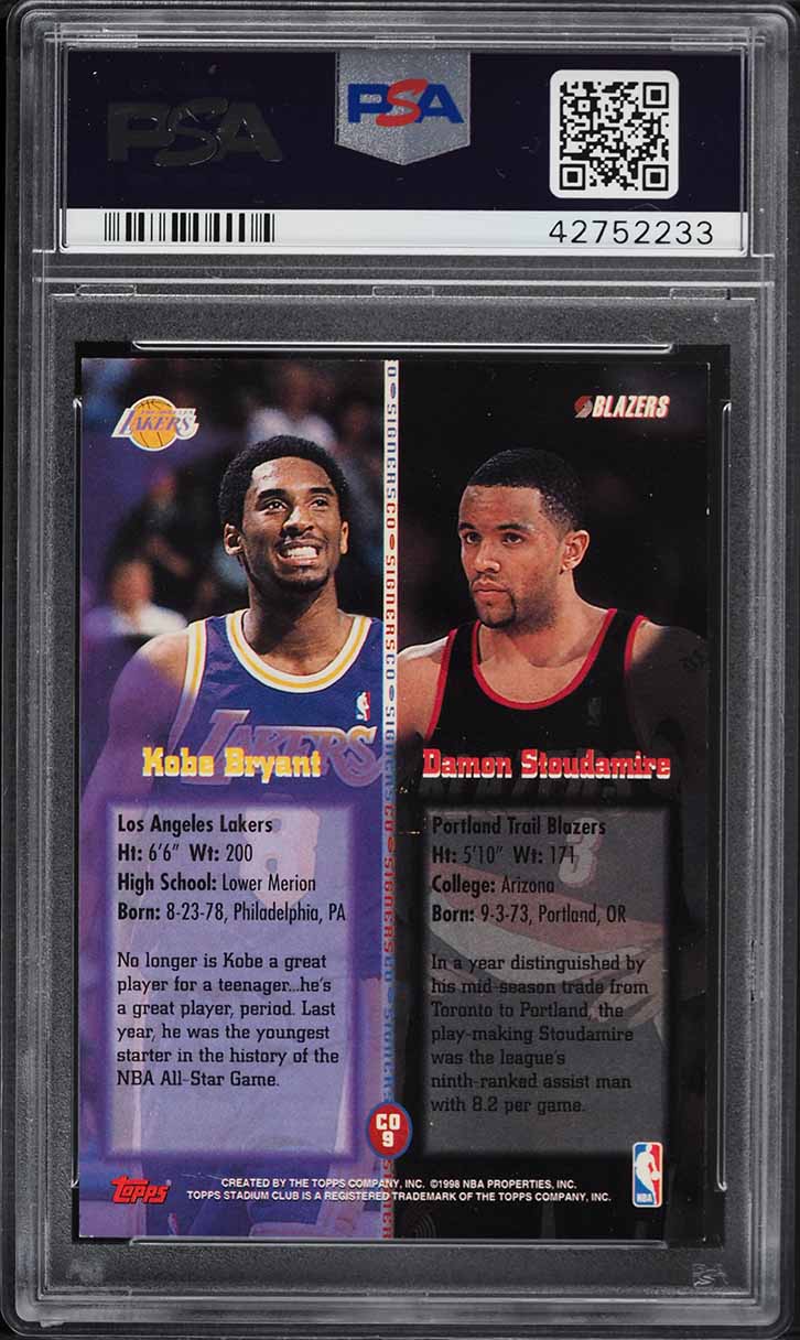 1998 Stadium Club Co-Signers Kobe Bryant Damon Stoudamire AUTO DNA