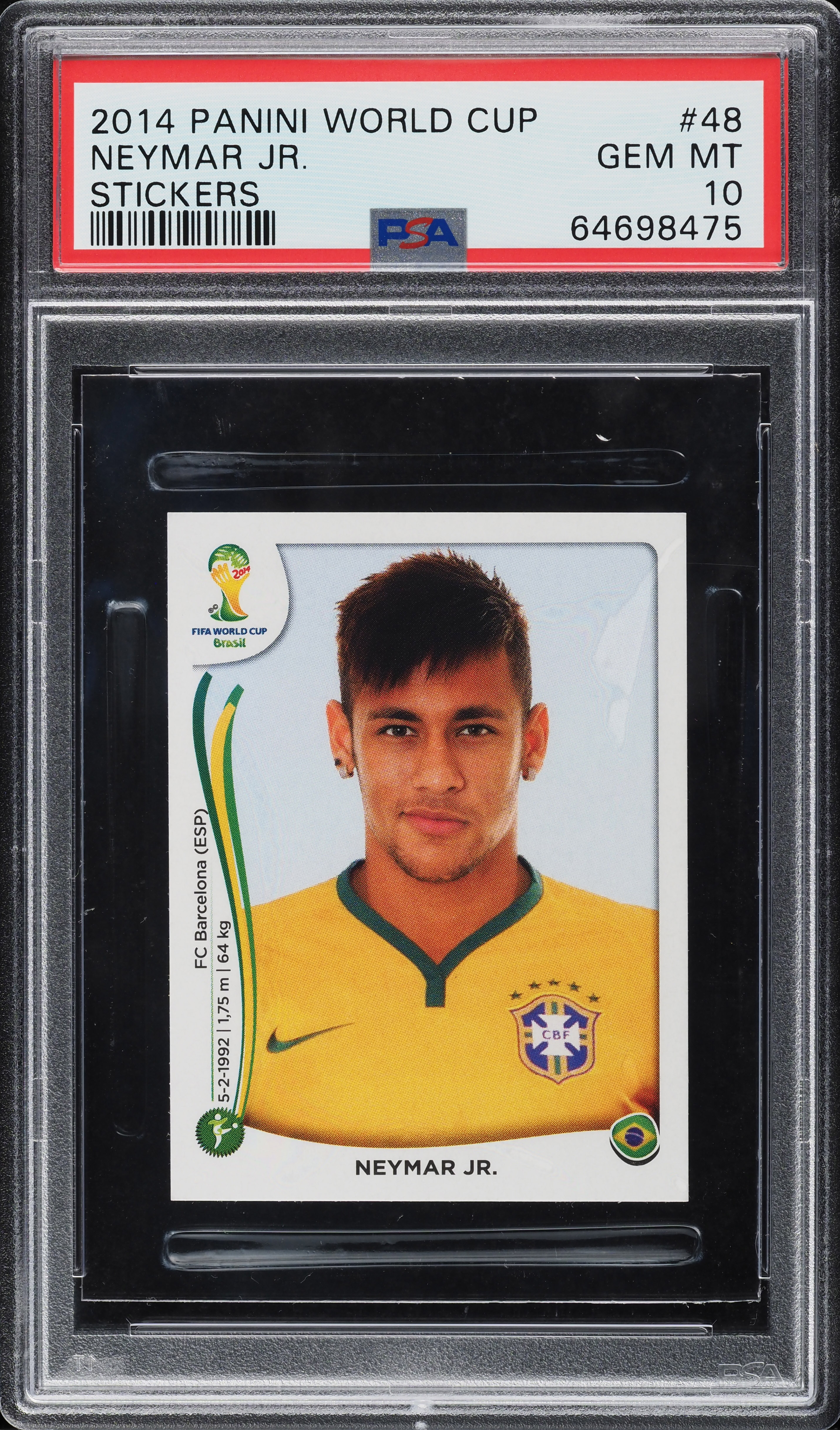 Autocollant Panini Brasil 2014 Neymar Jr. #48 - Rookie édition Platinum Suisse, Neuf