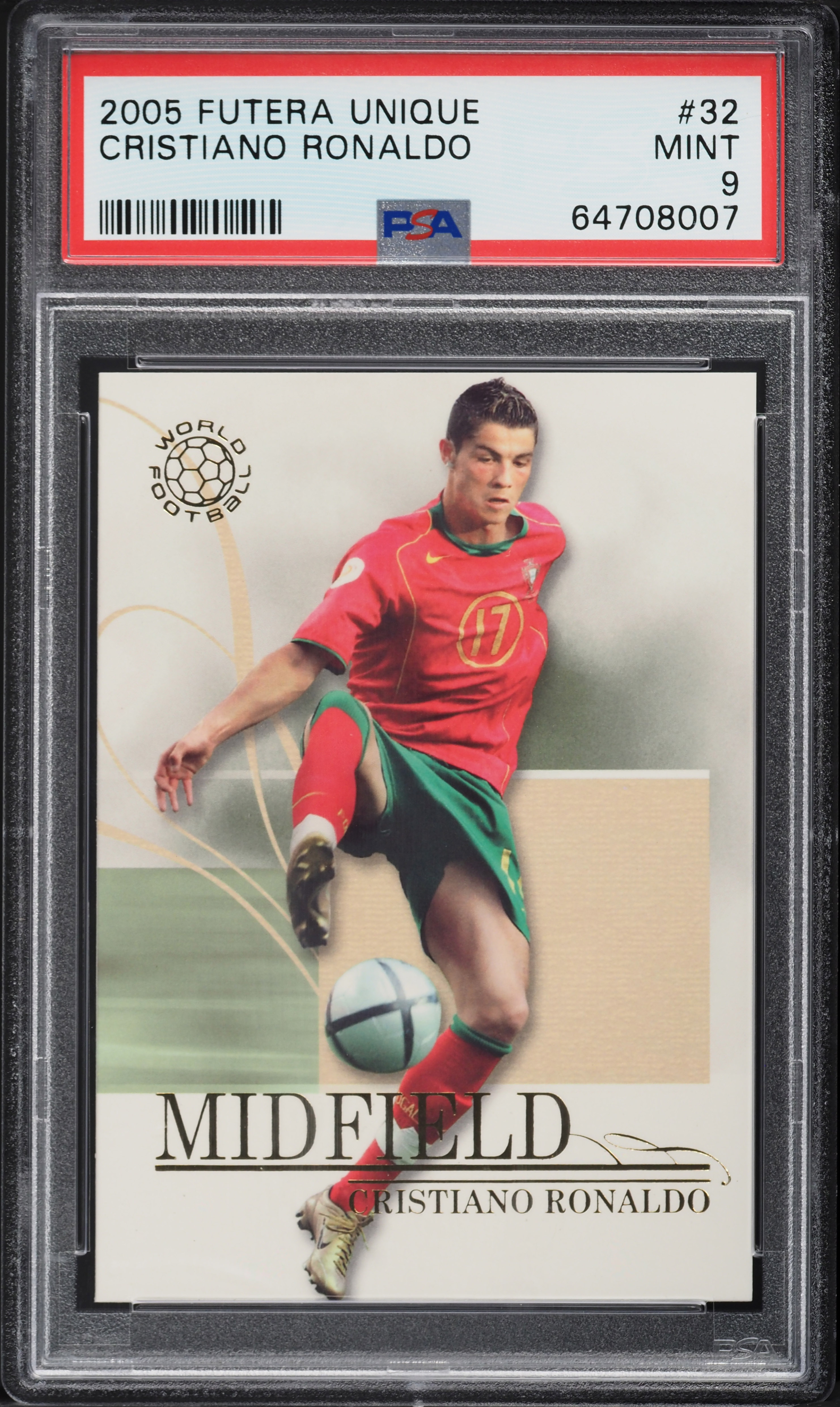 2005 Futera Unique World Football Cristiano Ronaldo #32 PSA 9 MINT