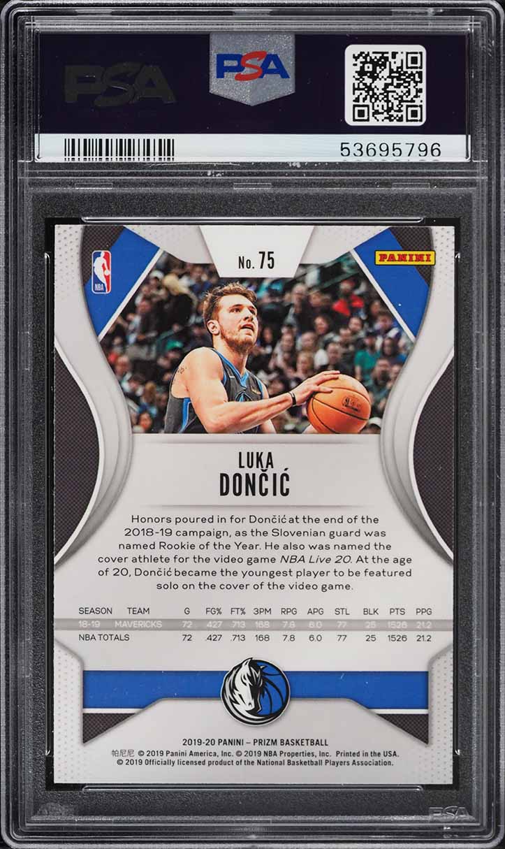 2019 Panini Prizm Luka Doncic #75 PSA 10 GEM MINT on Fanatics Collect
