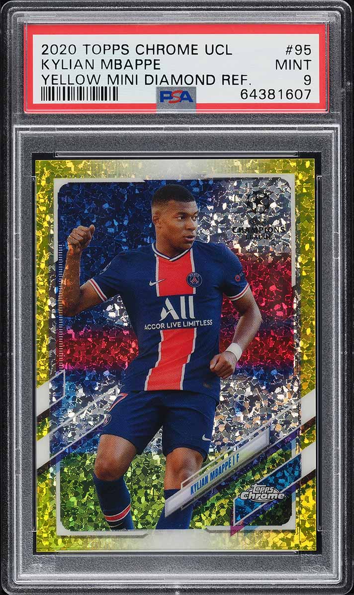 2020 Topps Chrome UEFA Yellow Mini Diamond Refractor Kylian Mbappe