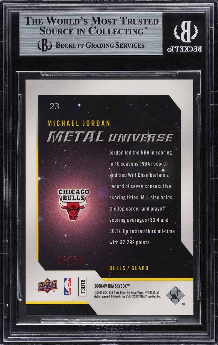 2008 Metal Universe Precious Metal Gems PMG Red Michael Jordan /50 #23 BGS 9