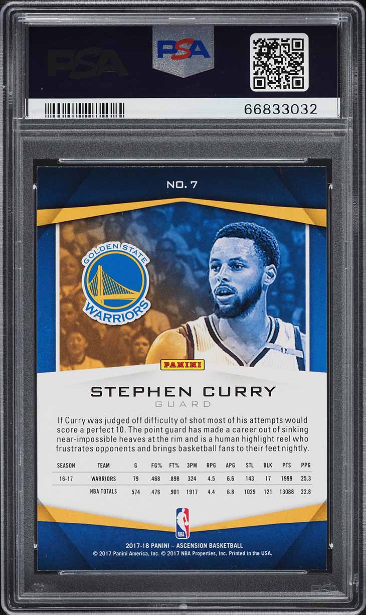 2017 Panini Ascension Stephen Curry #7 PSA 9 MINT