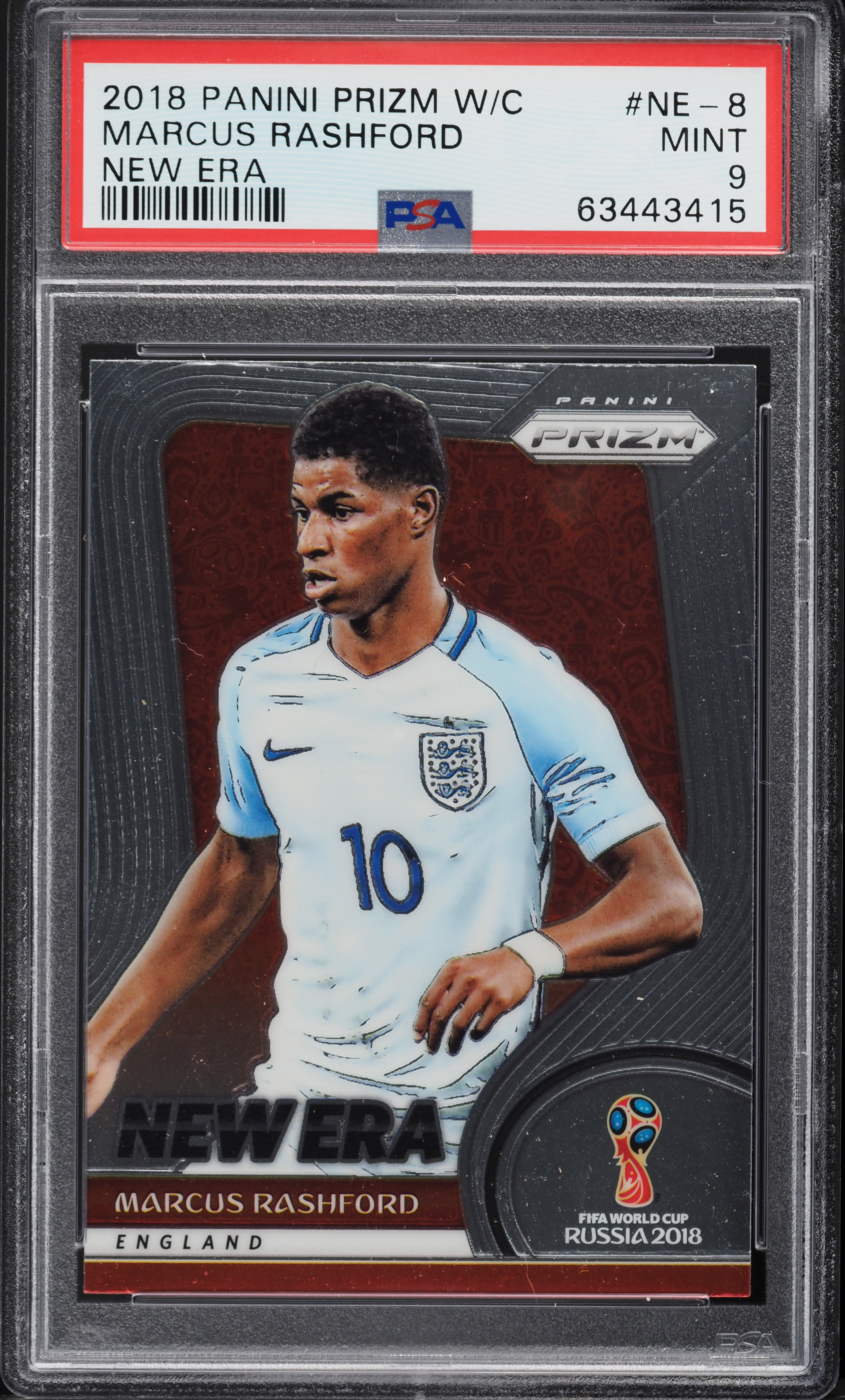 2018 Panini Prizm World Cup New Era Marcus Rashford #NE-8 PSA 9