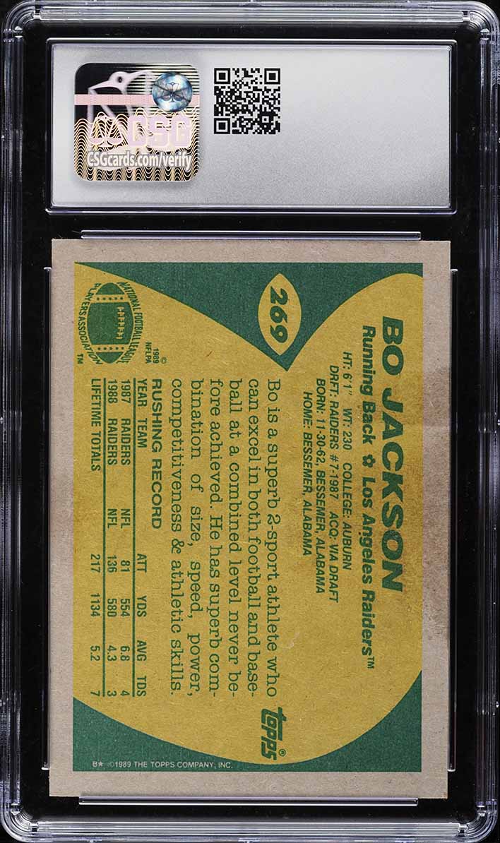 1989 Topps Football Bo Jackson #269 CSG 5.5 EX+