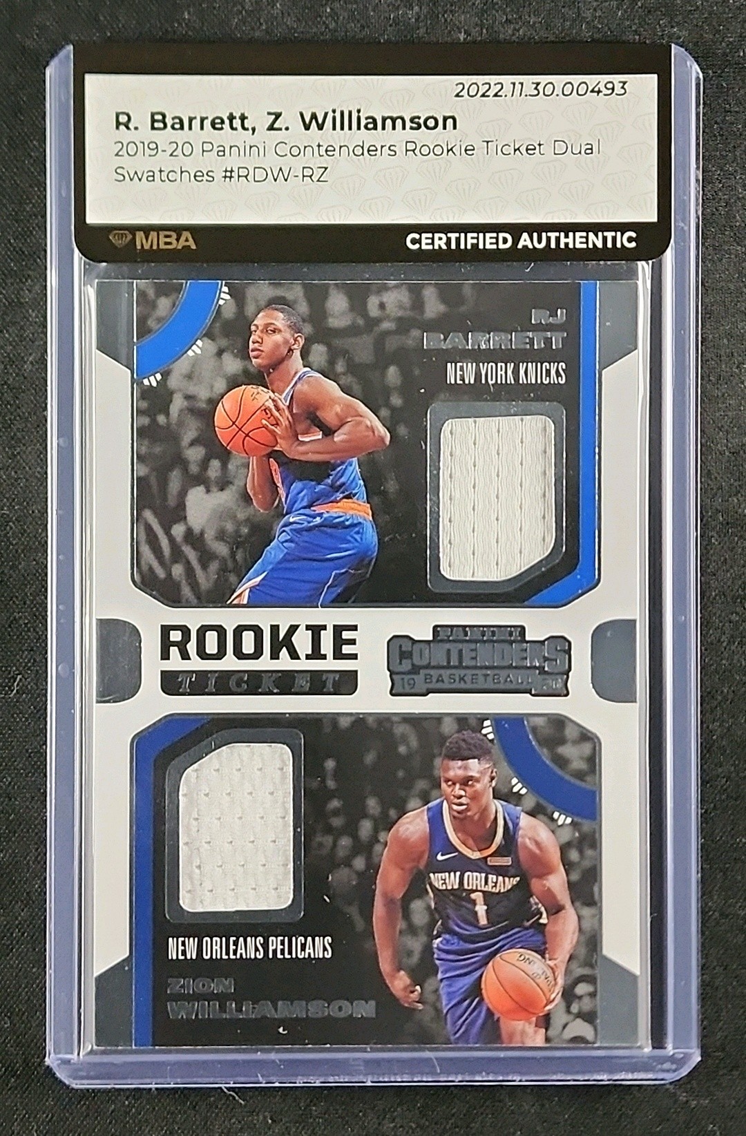 2019 Panini Contenders RJ Barrett Zion Williamson ROOKIE PATCH