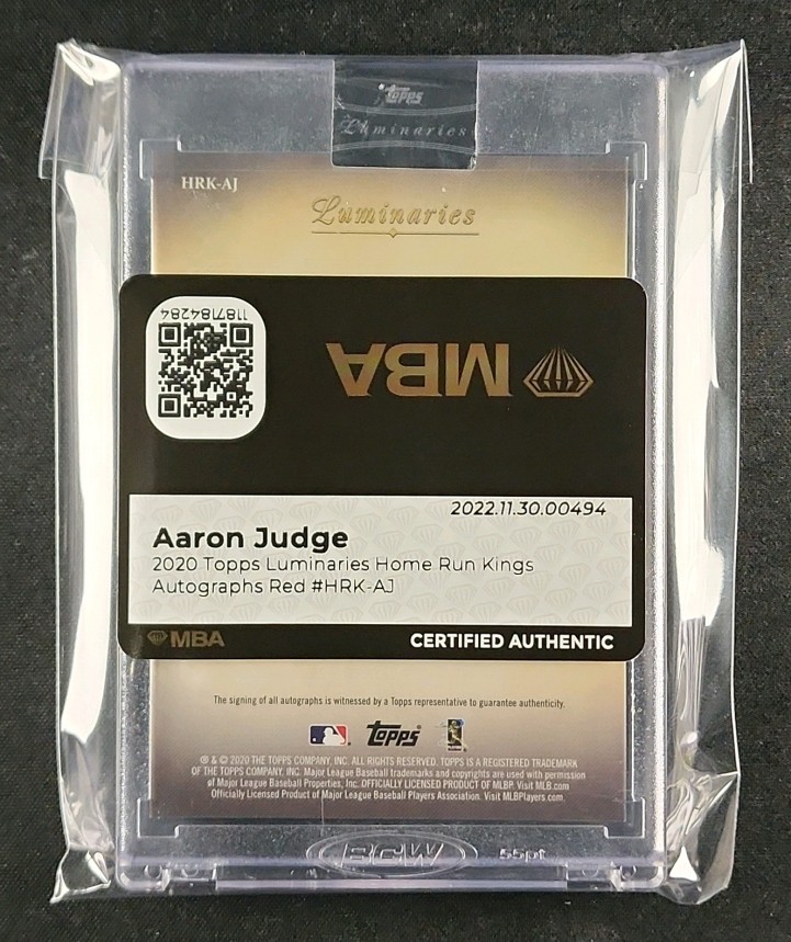 2020 Topps Luminaries Home Run Kings Red Aaron Judge AUTO /10 #HRK-AJ MBA AUTH