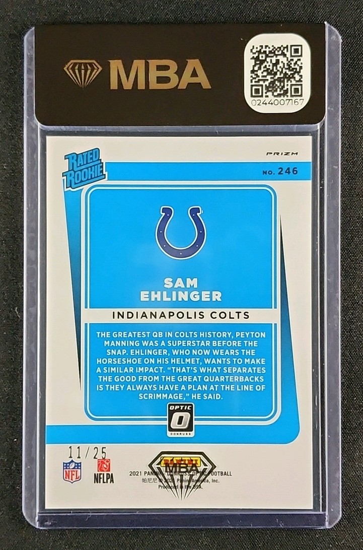 2021 Donruss Optic Black Pandora Sam Ehlinger ROOKIE /25 #246 MBA AUTH