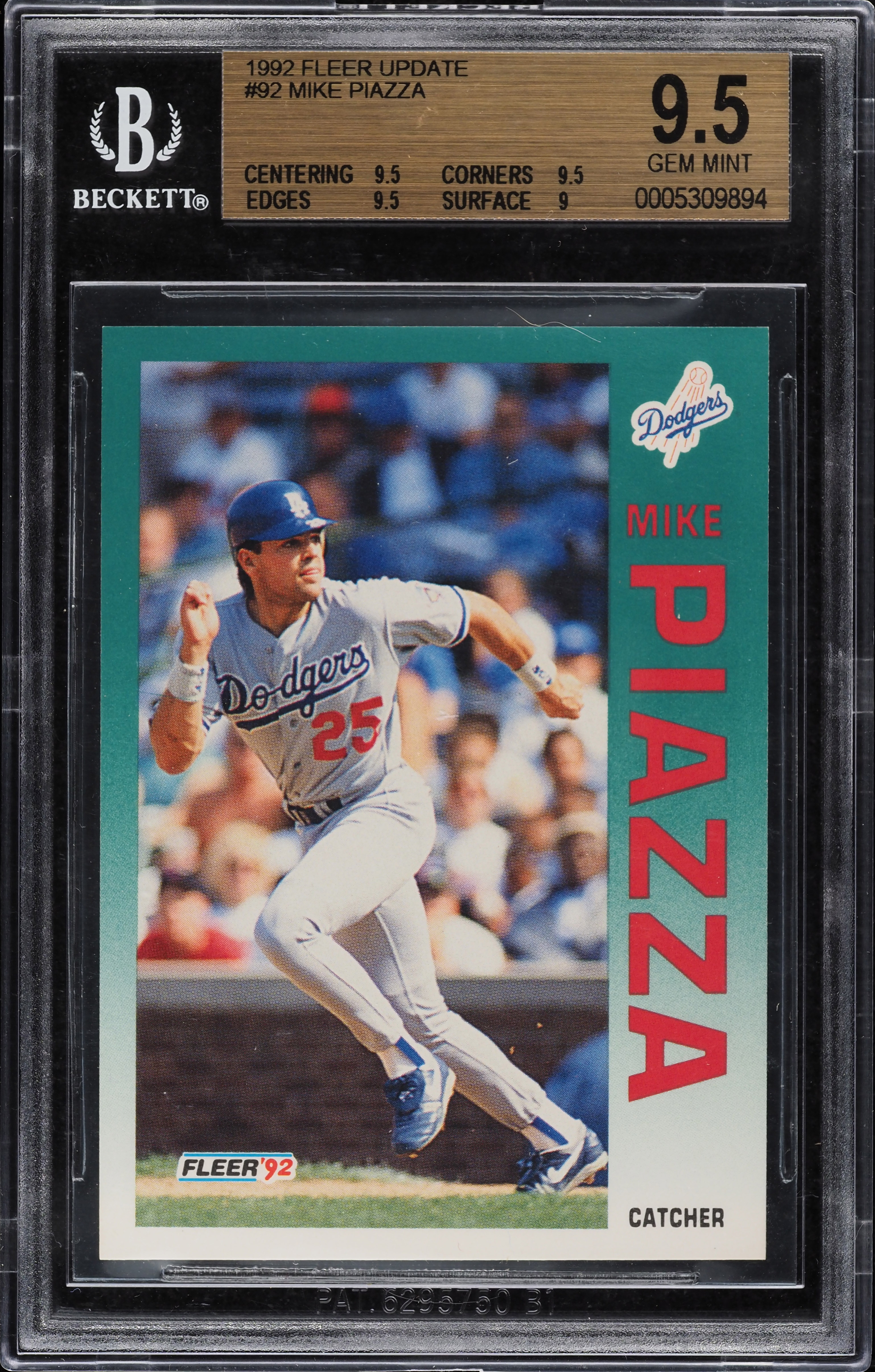 1992 Fleer Update Mike Piazza ROOKIE #U-92 BGS 9.5 GEM MINT on
