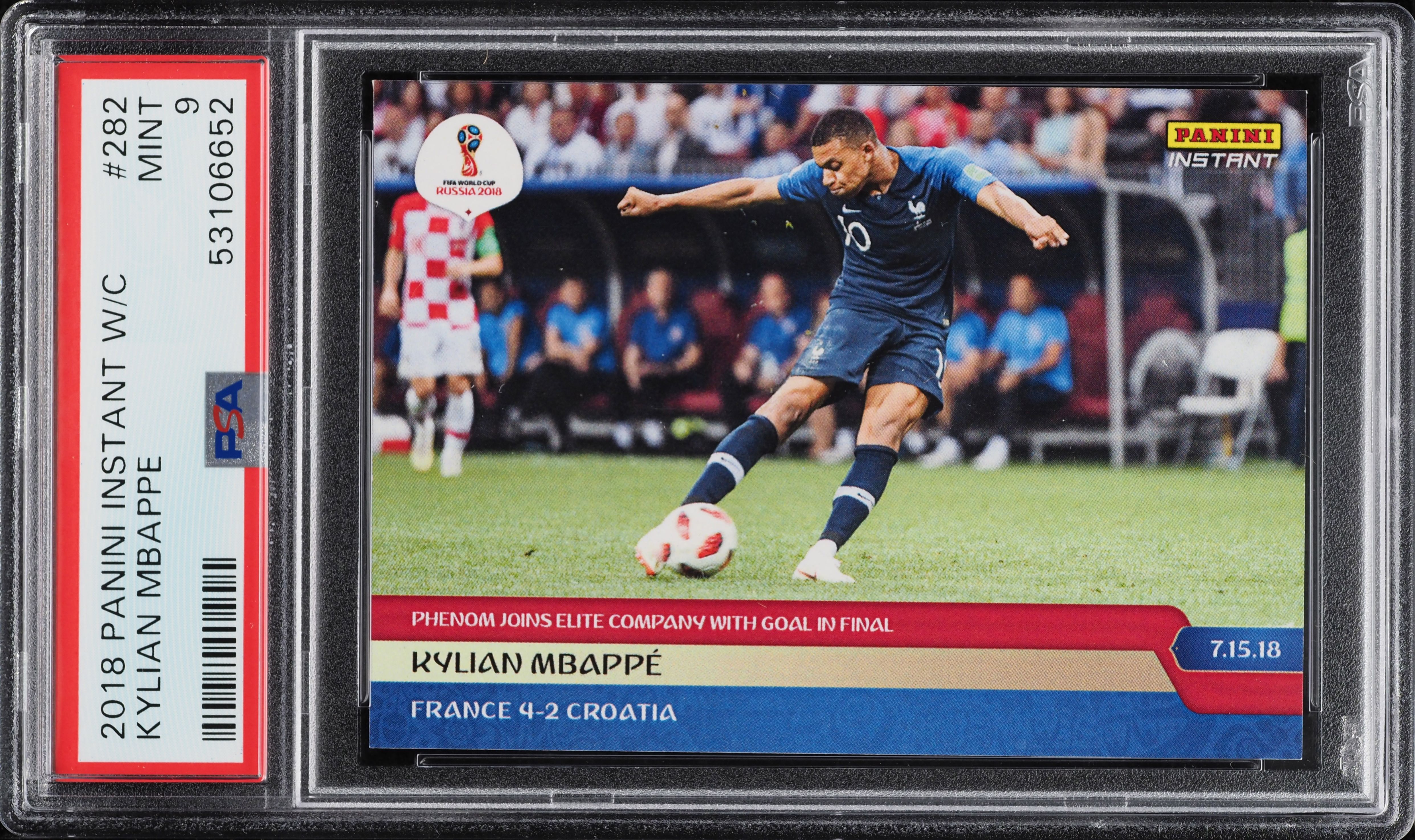 2018 Panini Instant World Cup Kylian Mbappe ROOKIE /540 #282 PSA 9