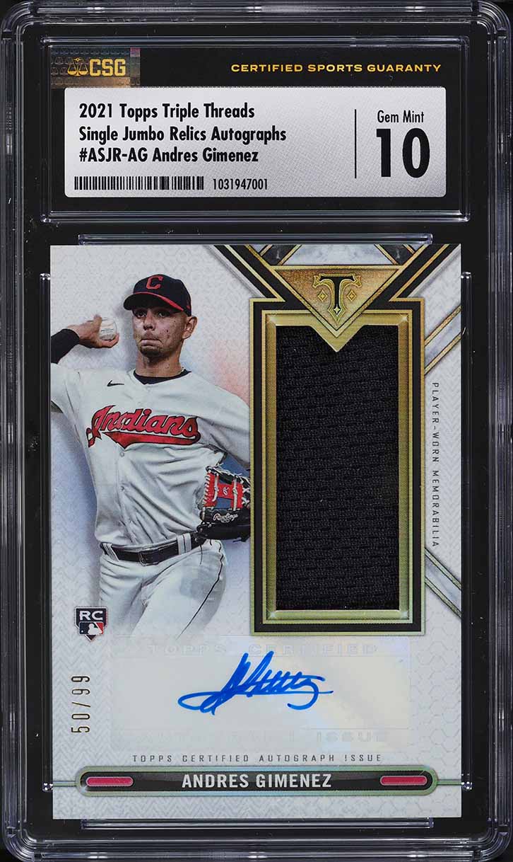 2021 Topps Triple Threads Andres Gimenez ROOKIE PATCH AUTO /99 #ASJR-AG CSG 10