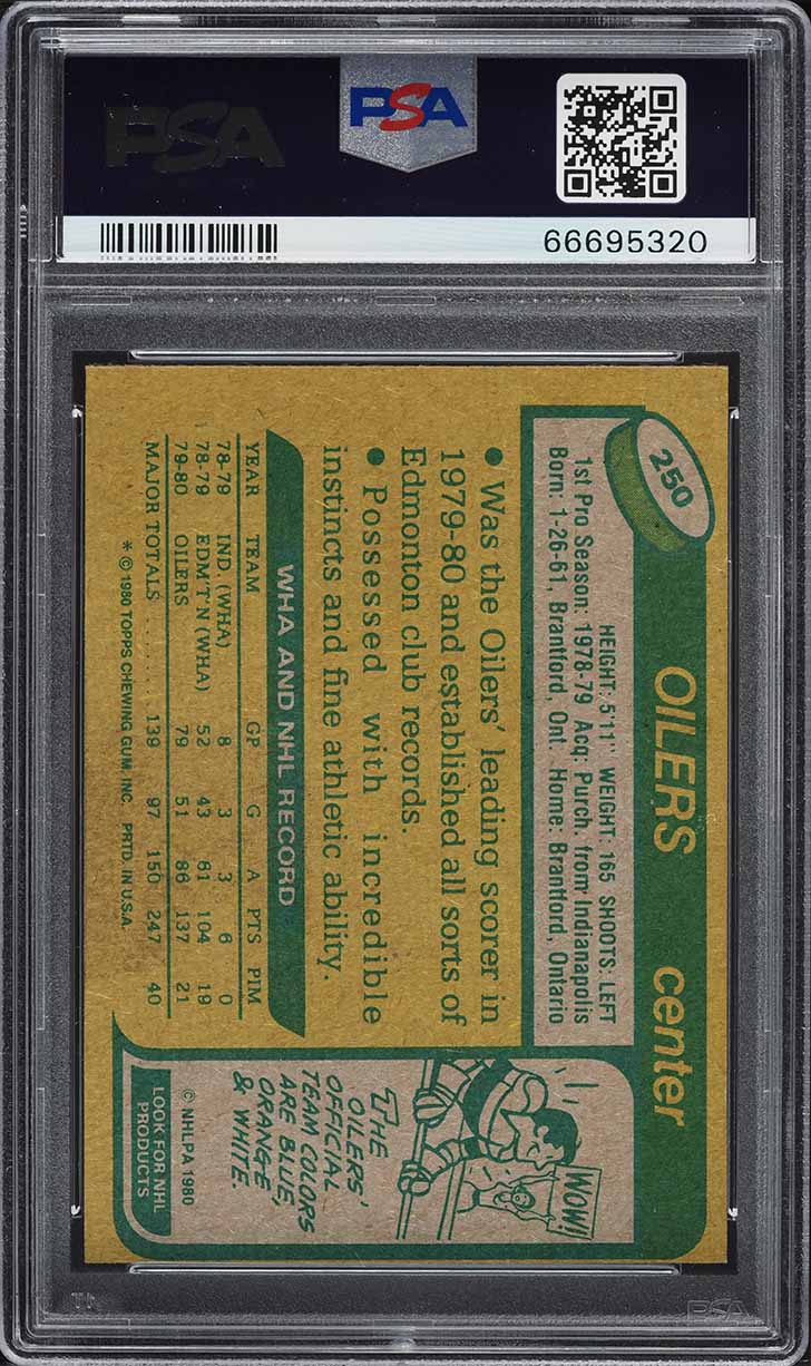 1980 Topps Hockey Wayne Gretzky #250 PSA 6 EXMT