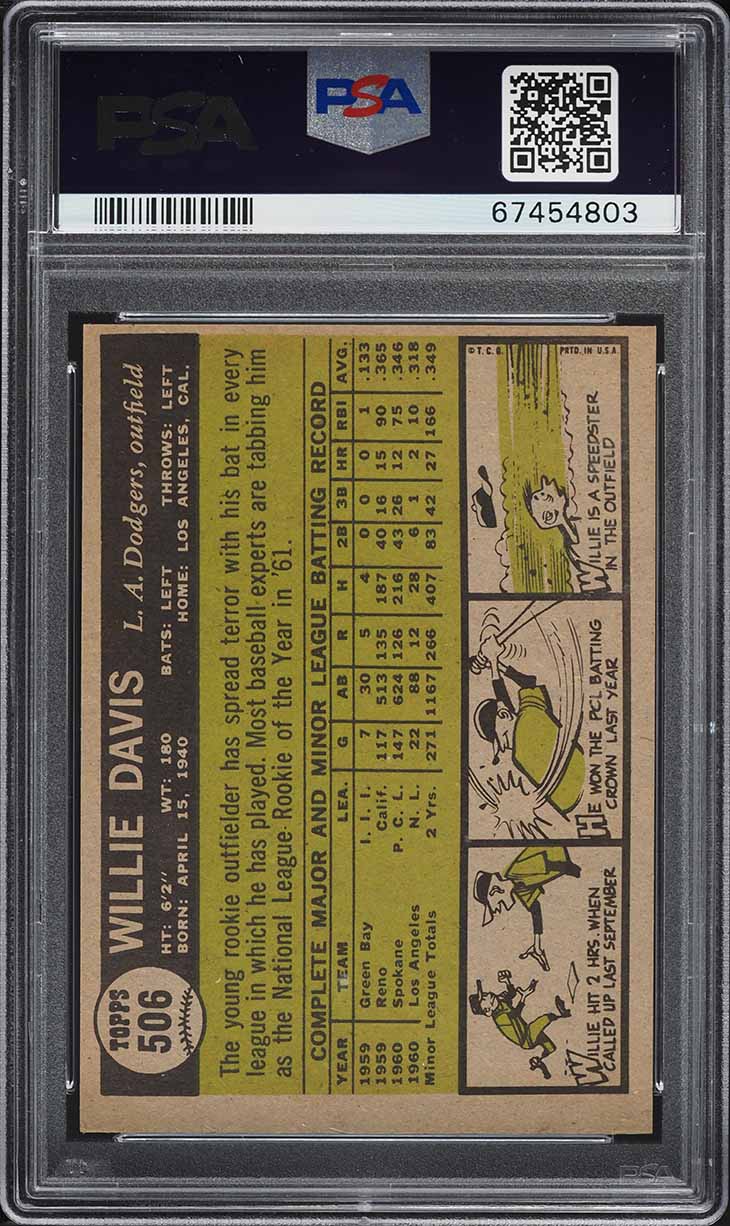 1961 Topps Willie Davis ROOKIE #506 PSA 8 NM-MT